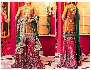 Heavy Embroidered Chiffon Bridal Dress Chiffon Dupatta in pakistan sanwarna.pk