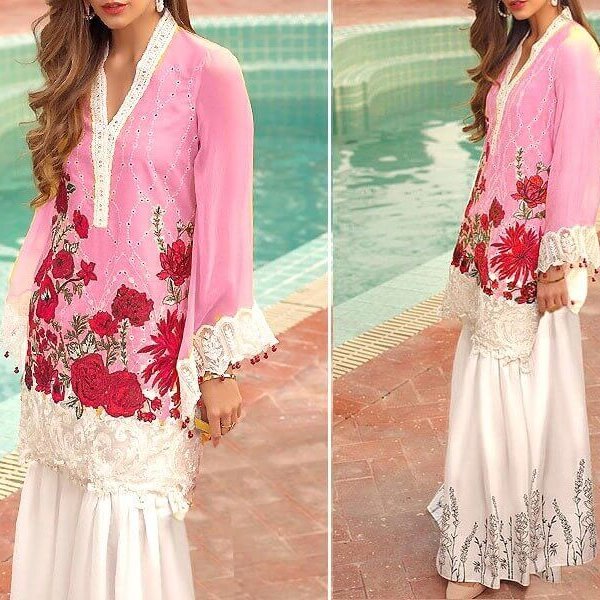 2-Pcs Sequins Heavy Embroidered Lawn Dress UnStitched in pakistan sanwarna.pk