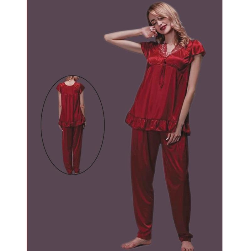 ladies silk pajamas set nightdress