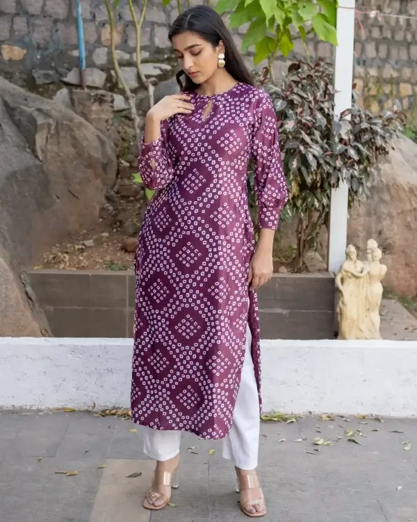 purple bandhani dress design sanwarna.pk